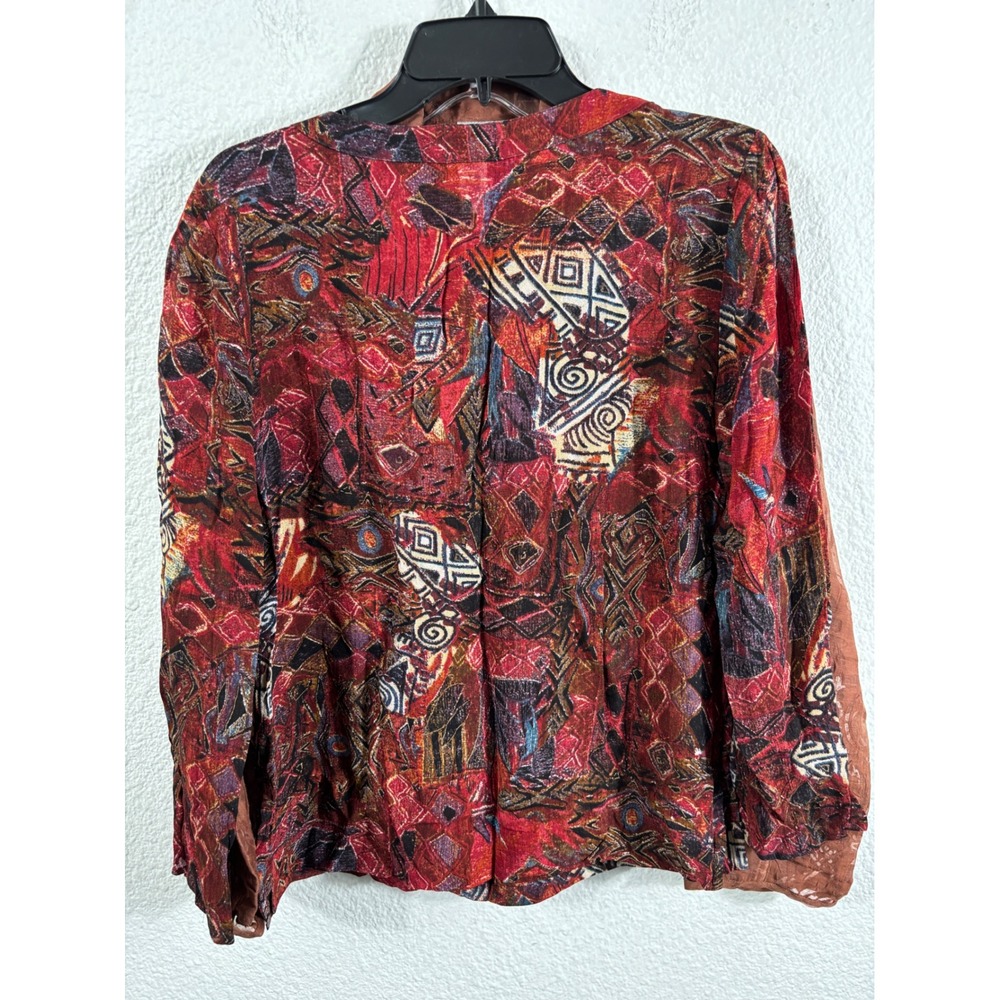 Chicos Womens Lot of 3 Tops Size 0 Linen Ikat Jacket Sequin Tunic Brown Blouse - Picture 15 of 16